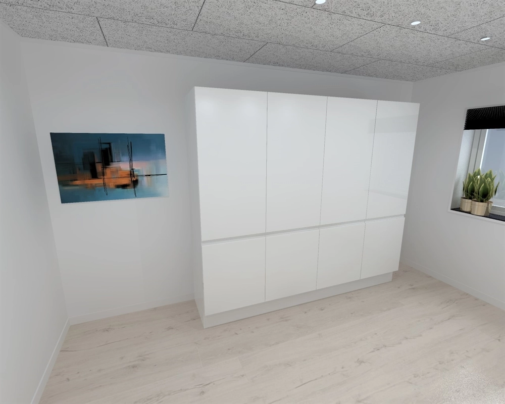 Kitchn Garderobeskap med 4 dører i hvit 240 cm fra Kitchn med Boston front